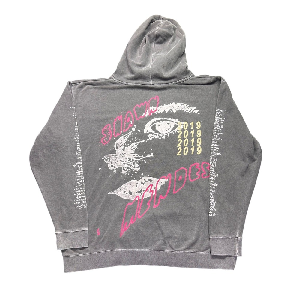 Shawn Mendes The Tour Concert Hoodie Grey Rose Embroidery Double‎ Sided Size XL
